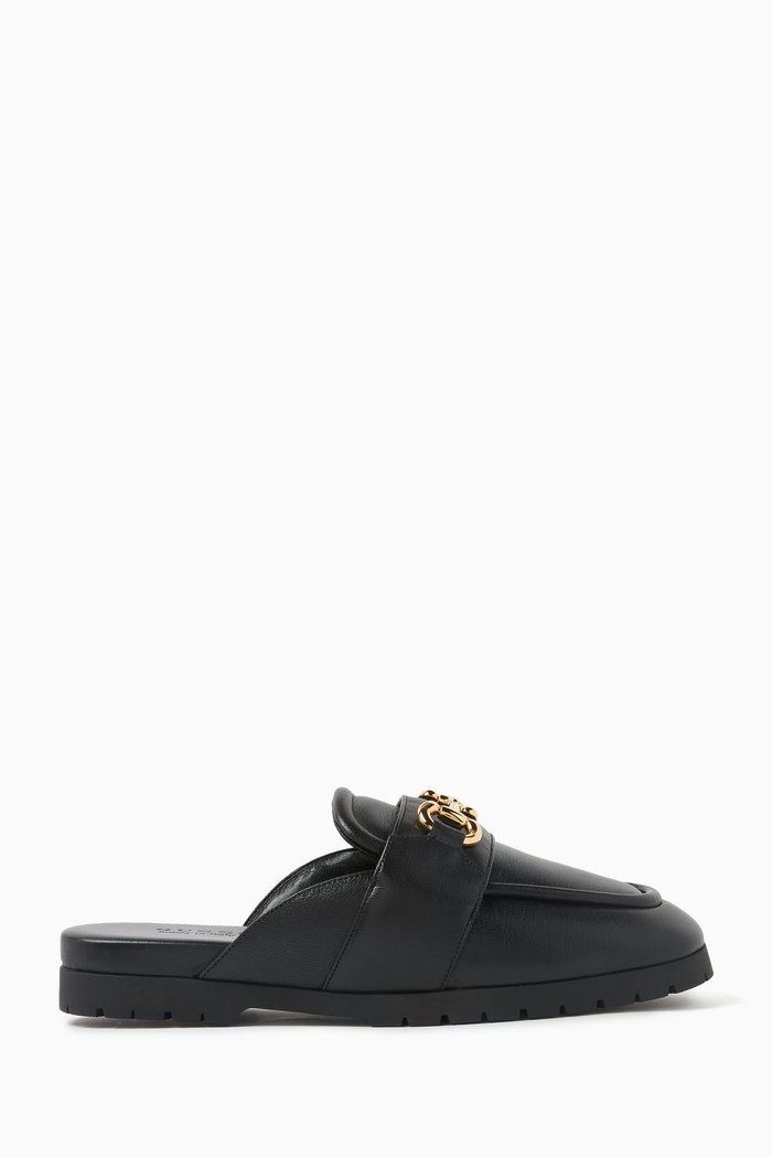 

GG Horsebit Slippers in Leather, Black