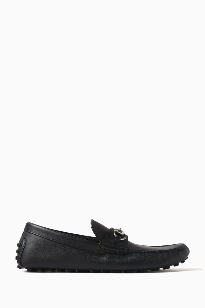 

Horsebit Driver Shoes in Leather, Black