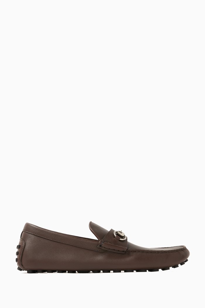 

Horsebit Driver Shoes in Leather, Brown