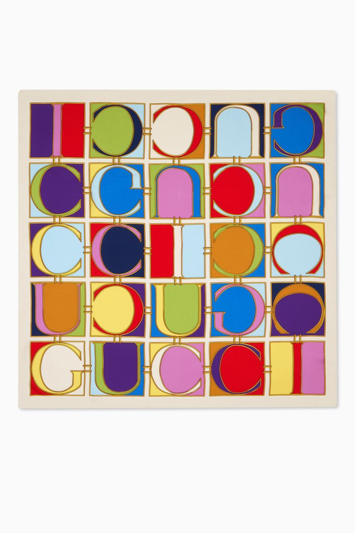

Gucci Scarf in Pop Print Silk Carré, Multicolour