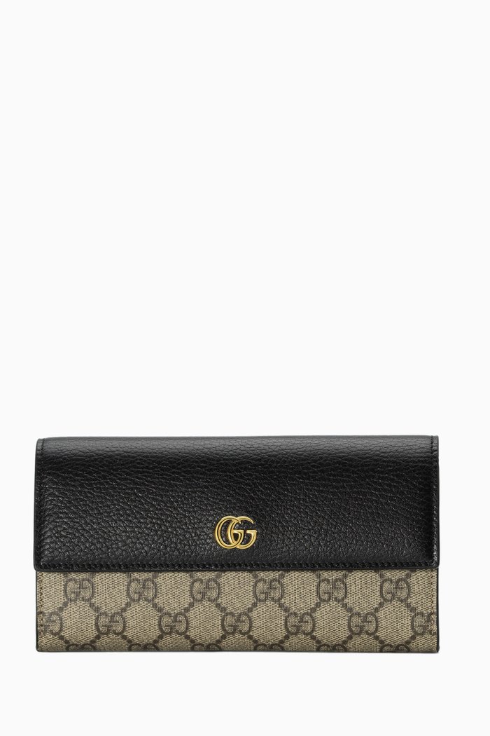 

GG Marmont Continental Wallet in GG Supreme Canvas & Leather, Black