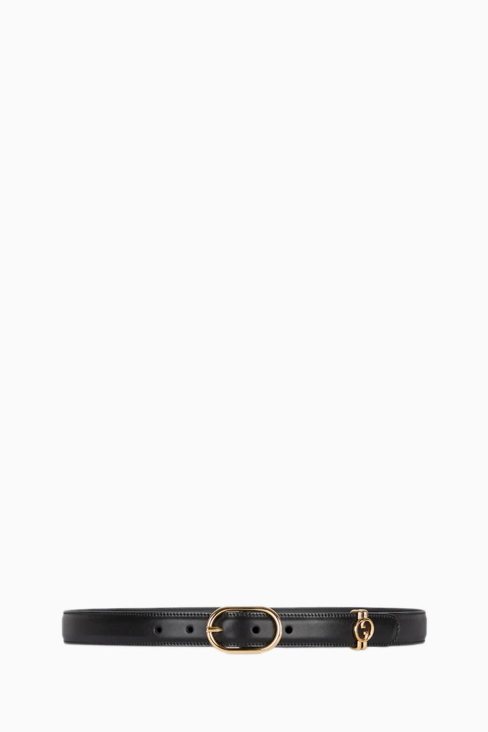 

Round Interlocking G Belt in Leather, Black