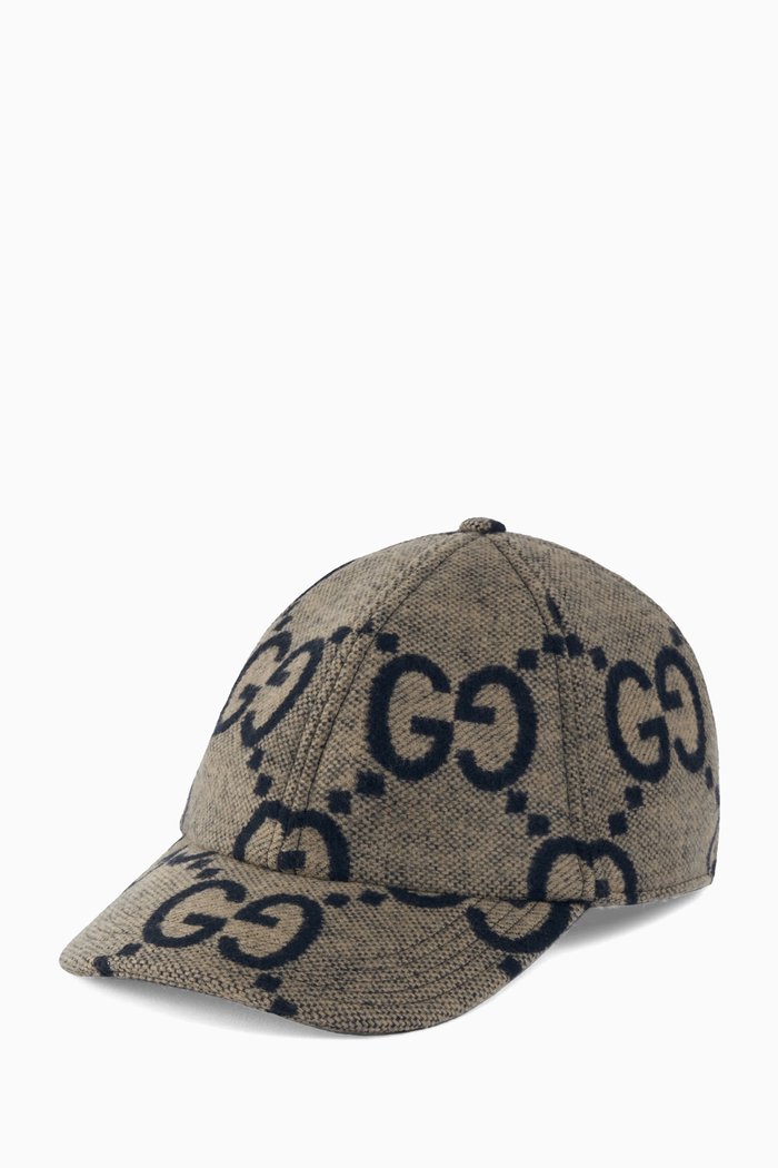 

Jumbo GG Baseball Hat in Wool, Grey