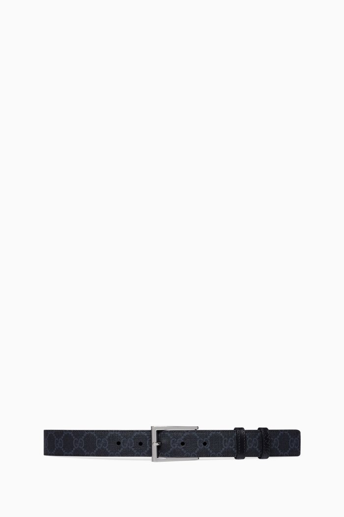 

Reversible Belt in GG Supreme Canvas & Calf Leather, Black
