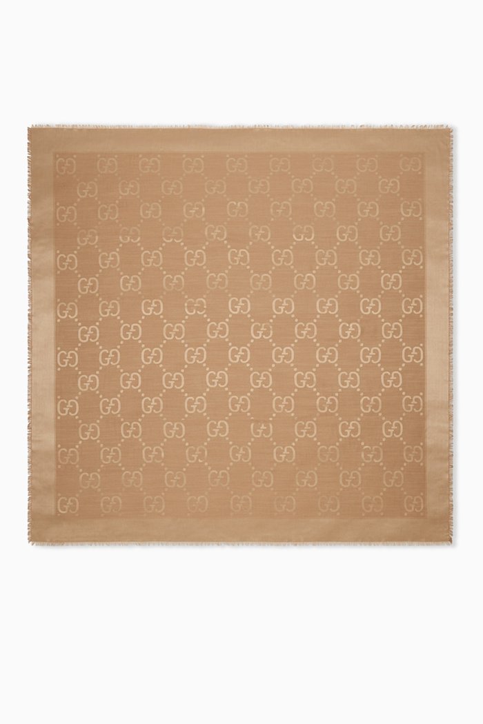 

Gg Shawl in Jacquard-silk, Brown
