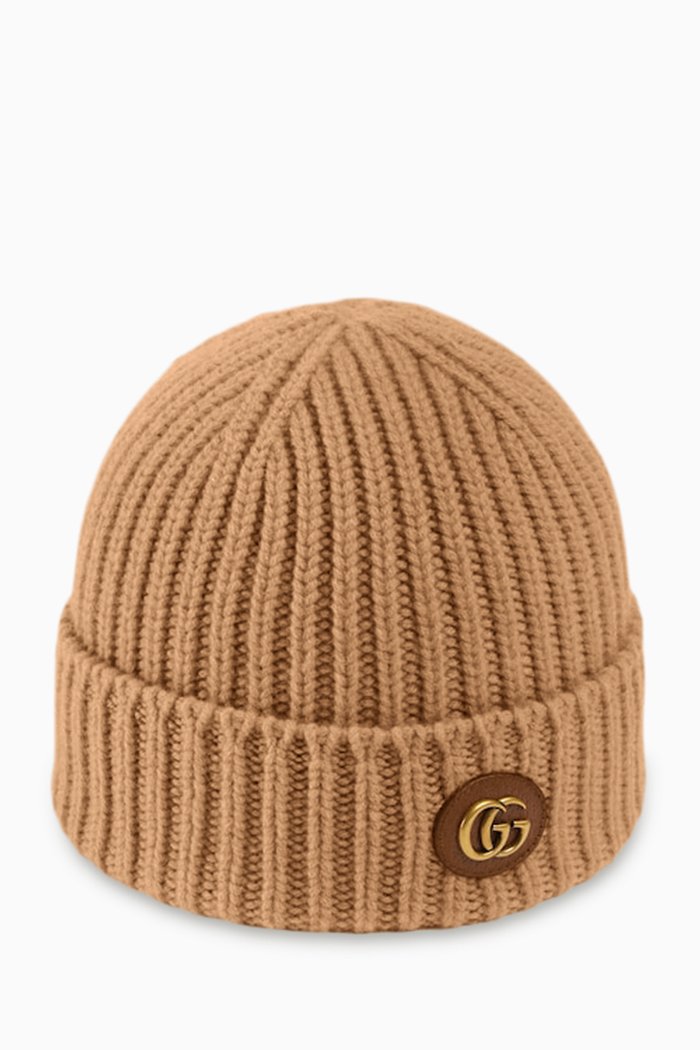 

Double G Beanie in Knit, Brown