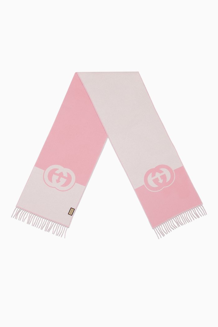 

Interlocking G Scarf in Wool & Cashmere, Pink