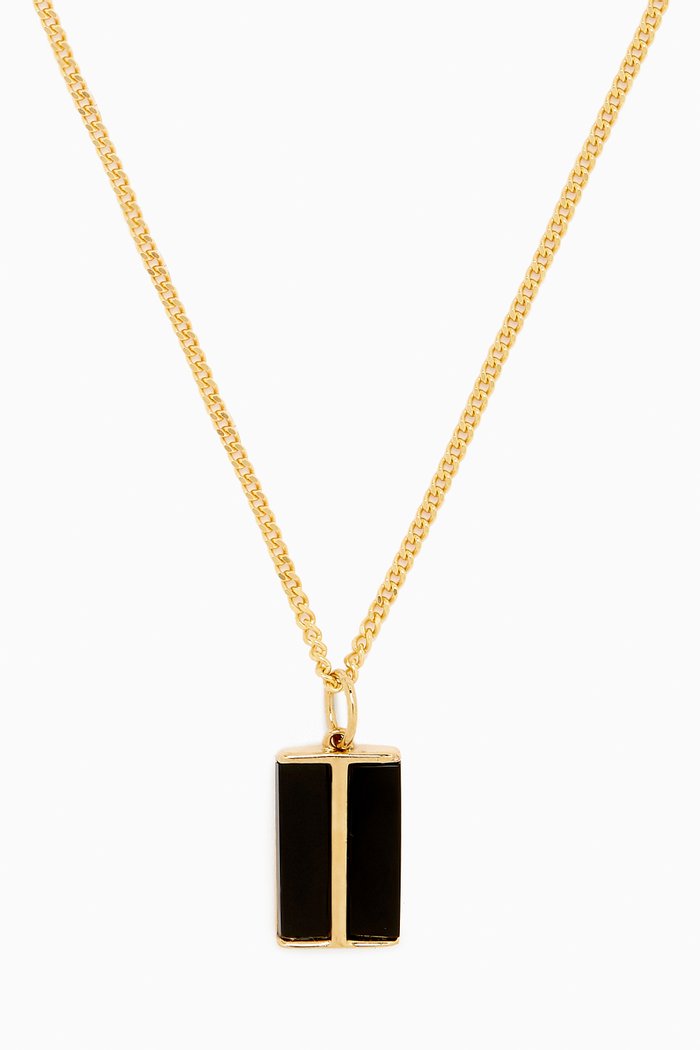

Duo Onyx Pendant Necklace in Gold Vermeil, Black