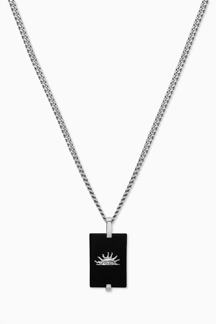 Sol Onyx Necklace in Sterling Silver, Black