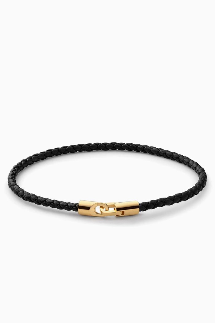 

Cruz Bracelet in Leather & Gold Vermeil, Black