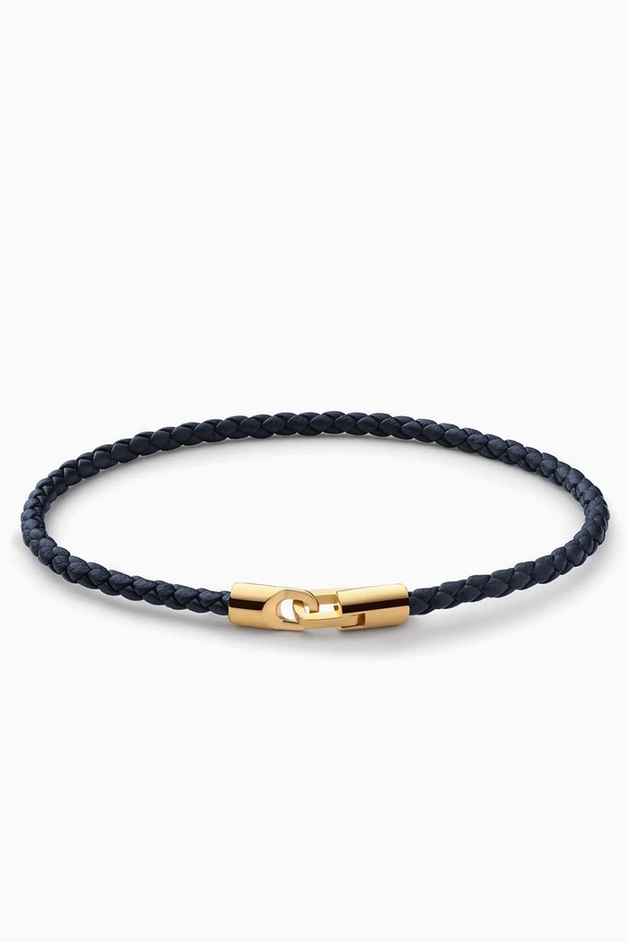 

Cruz Bracelet in Leather & Gold Vermeil, Blue