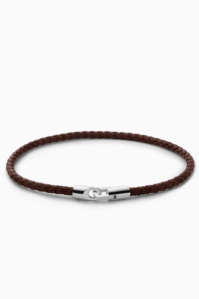 

Cruz Bracelet in Leather & Sterling Silver, Brown