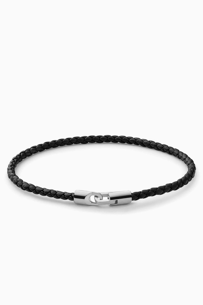 

Cruz Bracelet in Leather & Sterling Silver, Black