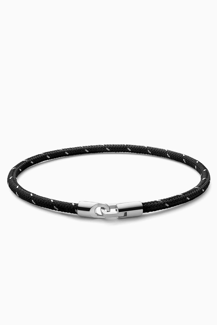 

Cruz Rope Bracelet in Nylon Cord & Sterling Silver, Black