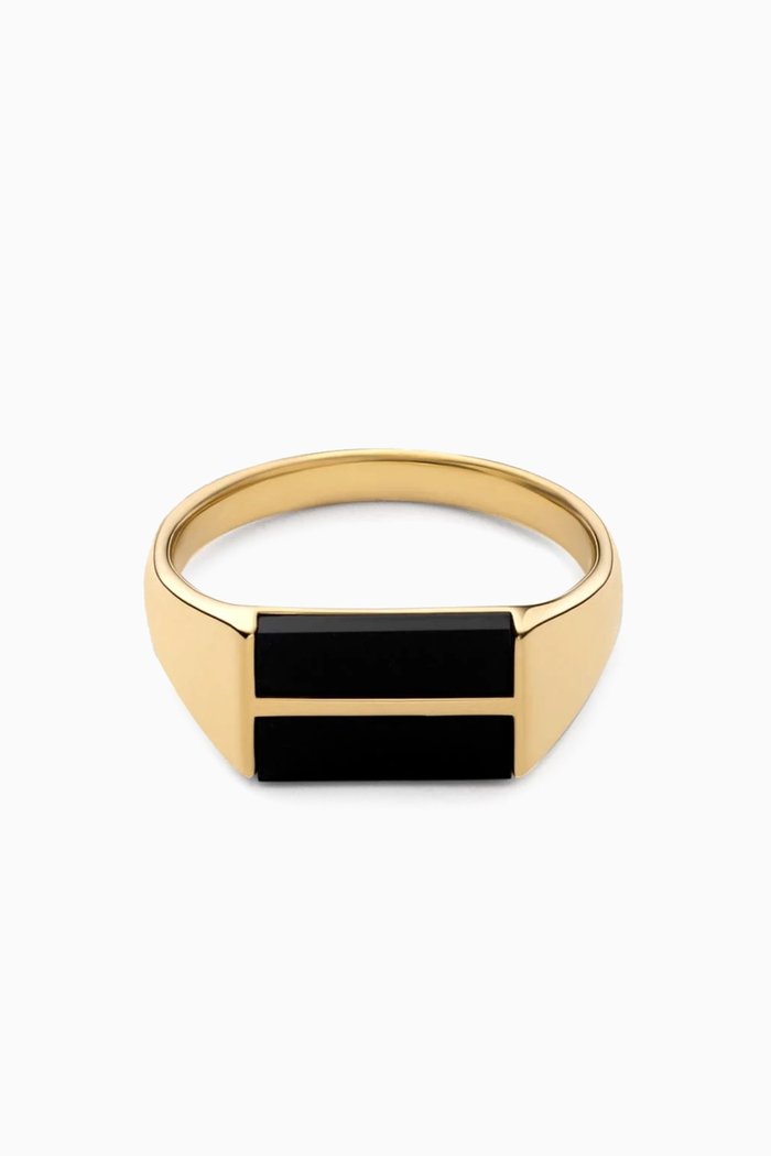 

Duo Onyx Ring in Gold Vermeil, Black
