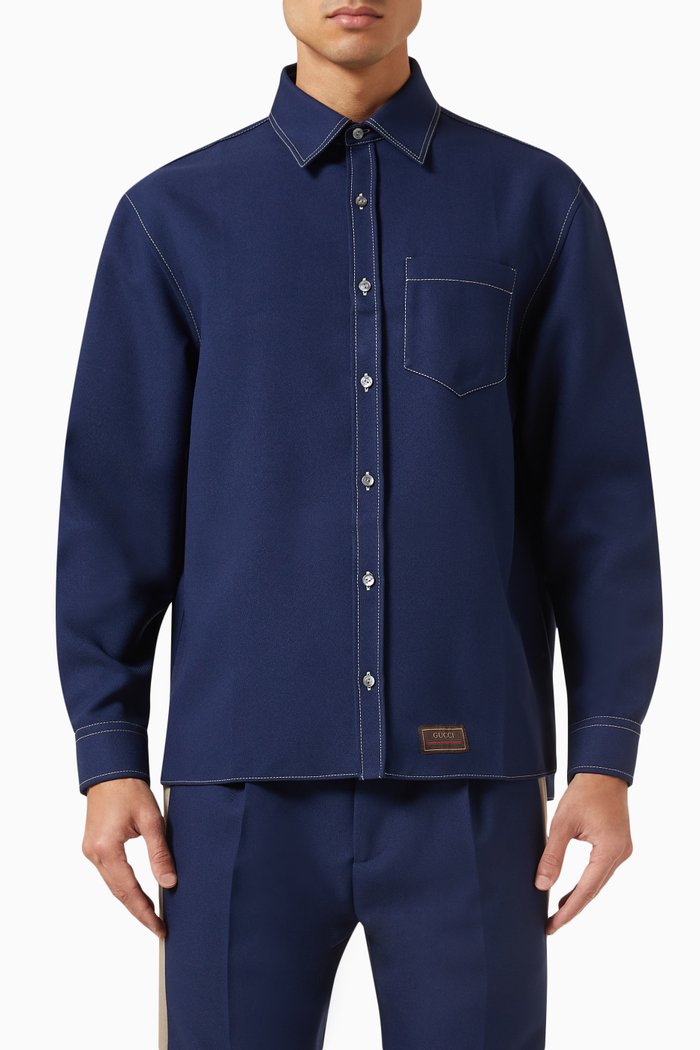 

Logo Label Shirt in Fluid Drill, Blue