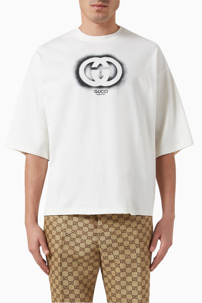 

Interlocking G Graffiti T-shirt in Cotton Jersey, Neutral