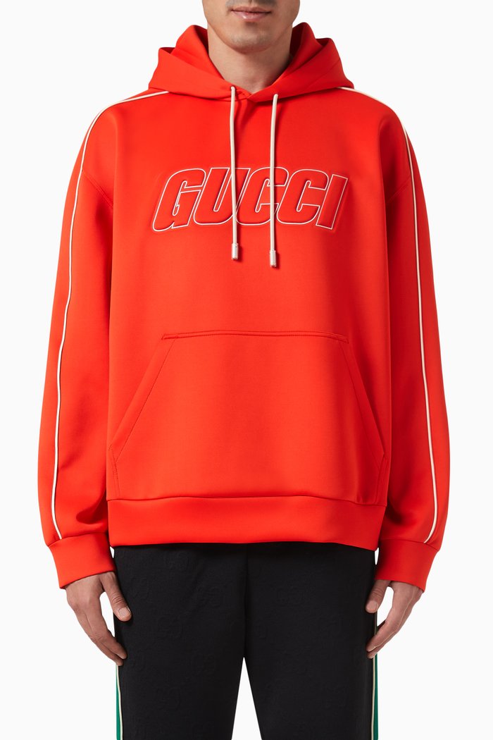 Logo Hooded Sweatshirt in Neoprene, Orange