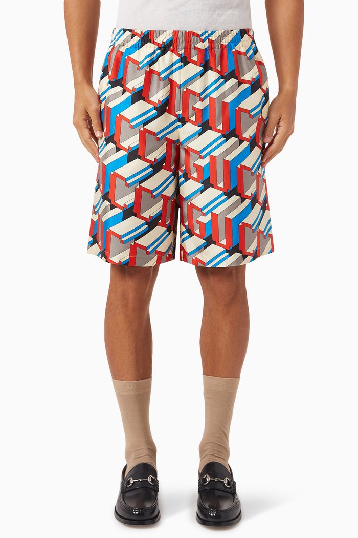 

Pixel Print Shorts in Silk, Multicolour