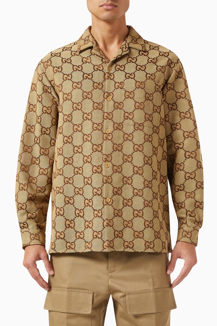 

Maxi GG Shirt in Canvas, Brown