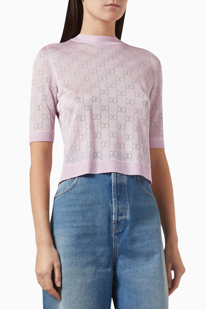 

GG Intarsia Top in Viscose-blend, Pink