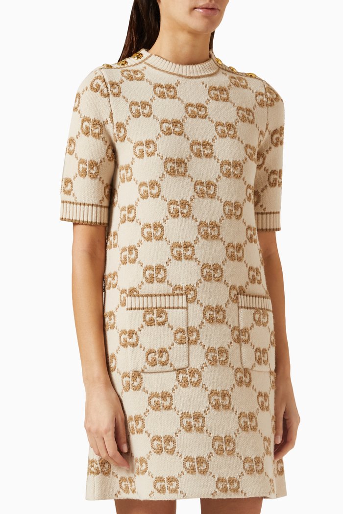 

GG Jacquard Dress in Wool Bouclé, Brown