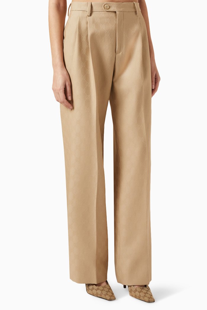 

Straight-leg Pants in GG Wool Jacquard, Brown