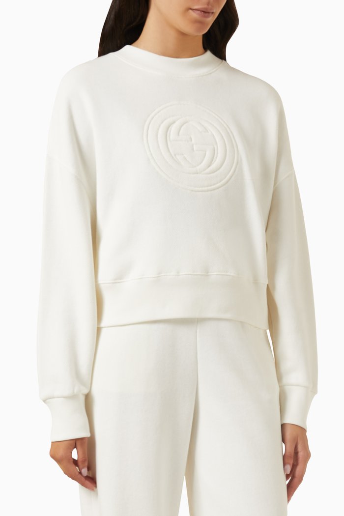Interlocking G Sweatshirt in Felted Cotton-jersey, White