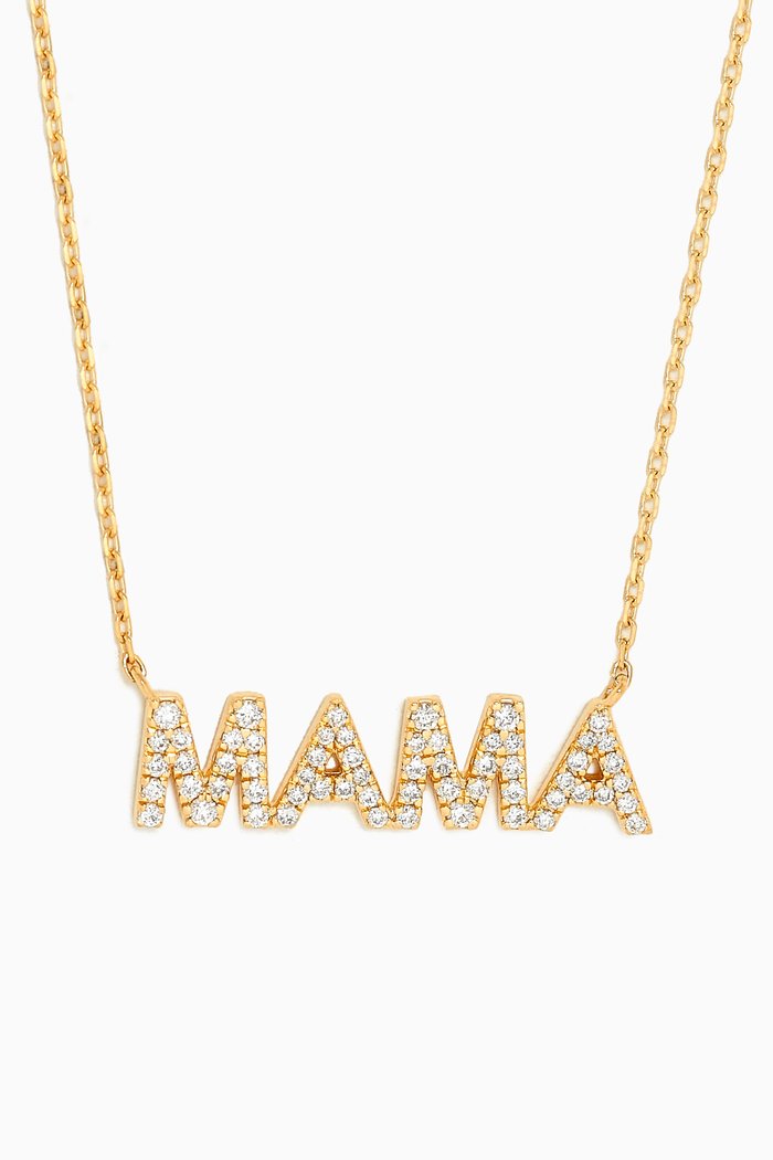 Mama Diamond Pendant Necklace in 18kt Gold, White