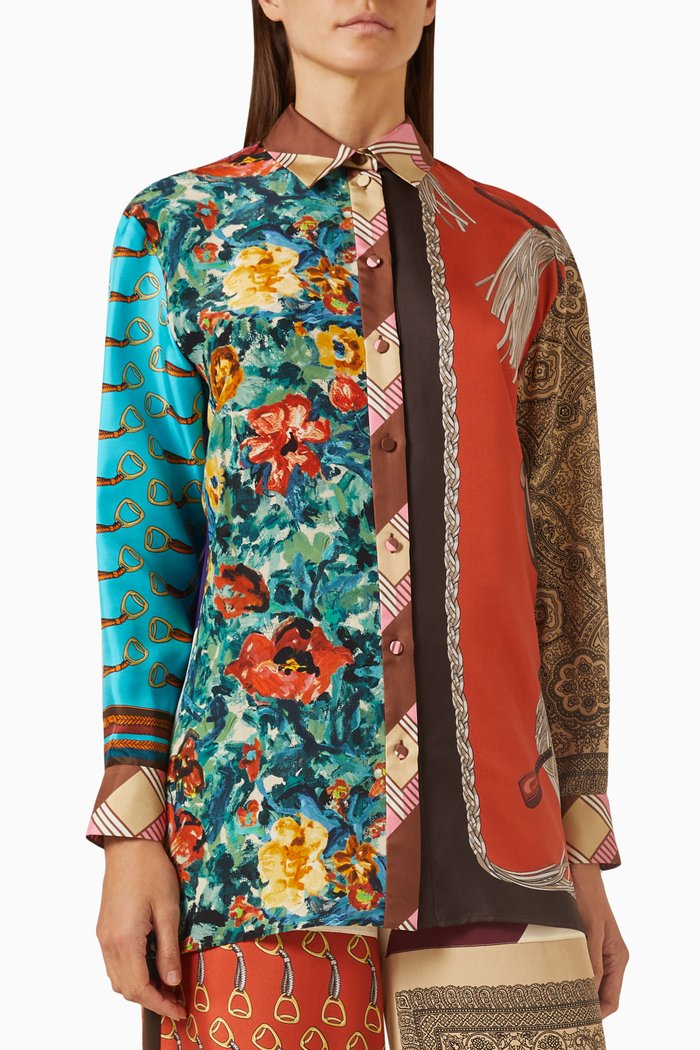 

Printed Shirt in Silk, Multicolour