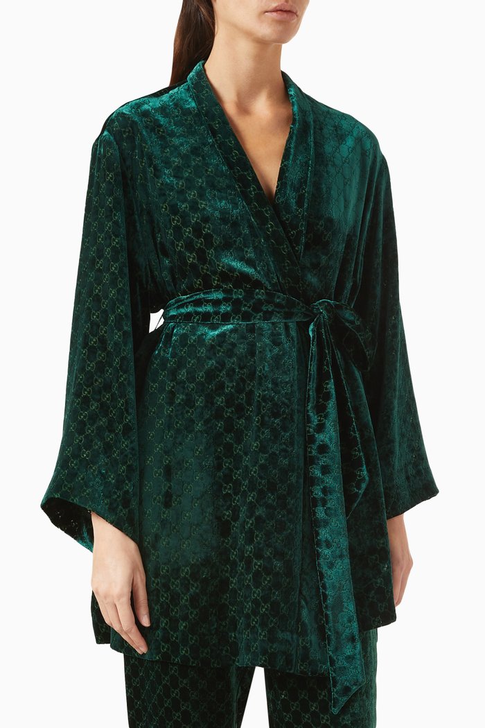

Monogram Belted Top in GG Velvet, Green