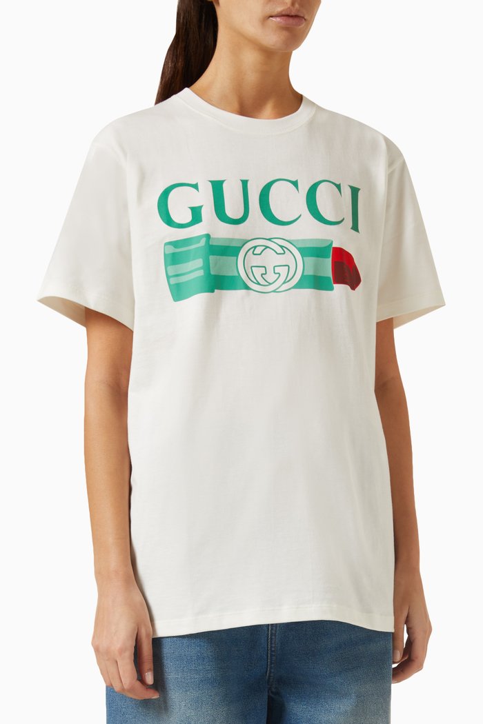 

Gucci Lipstick Print T-Shirt Cotton, Neutral