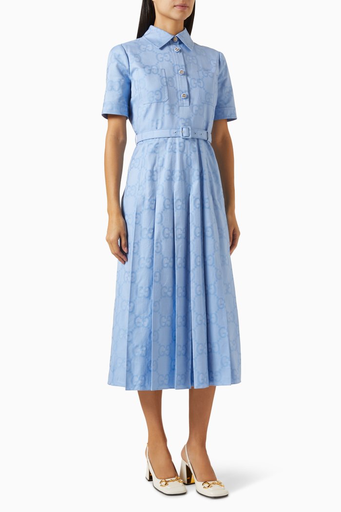 

GG Midi Dress in Cotton-poplin, Blue