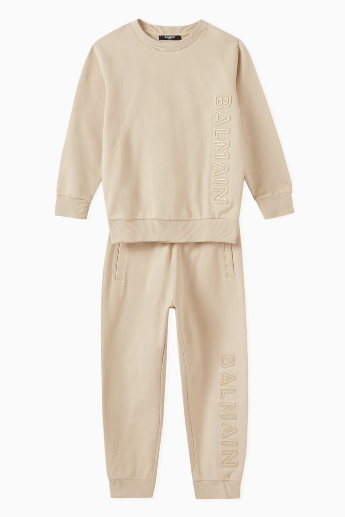 Logo Tracksuit in Cotton, Neutral