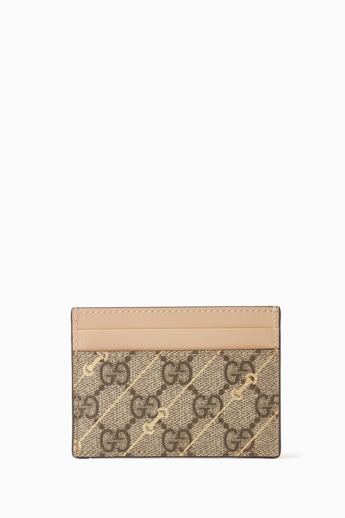 

Horsebit-print Card Case in GG Supreme Canvas, Brown