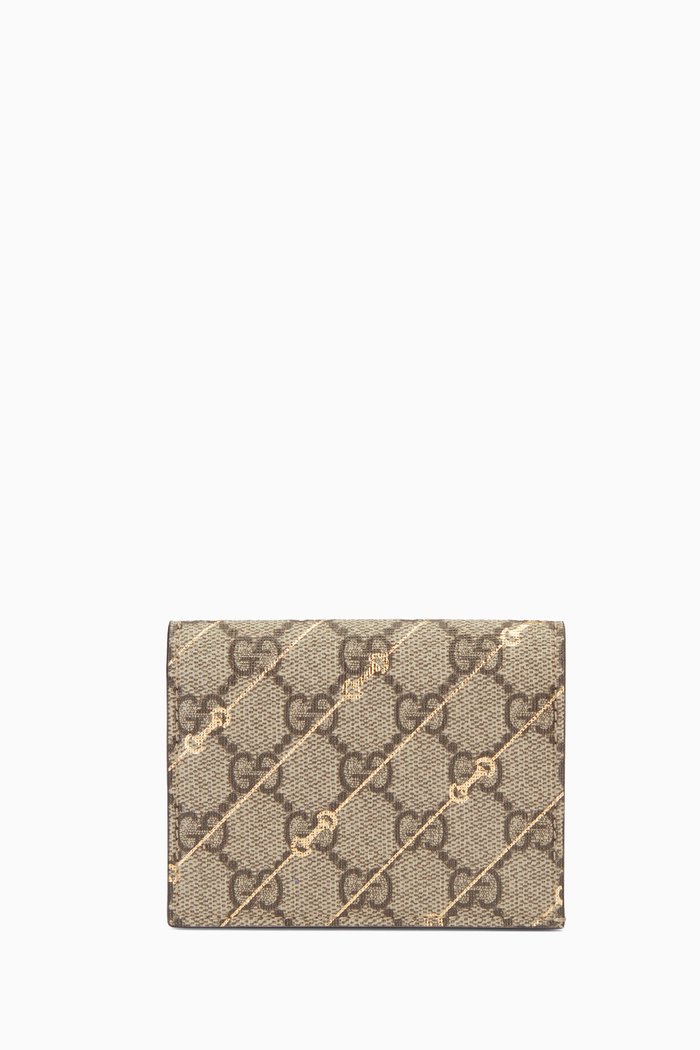 

Horsebit-print Card Case in GG Supreme Canvas, Brown