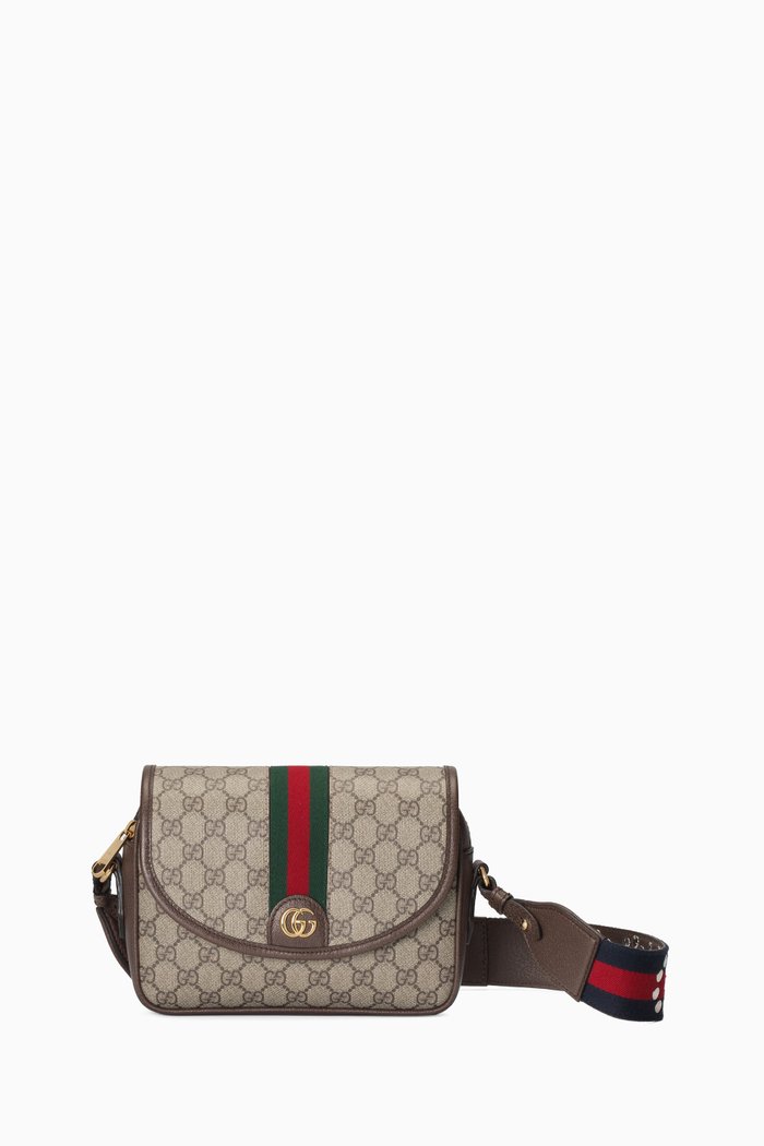 

Small Ophidia Shoulder Bag in GG Supreme Canvas, Brown