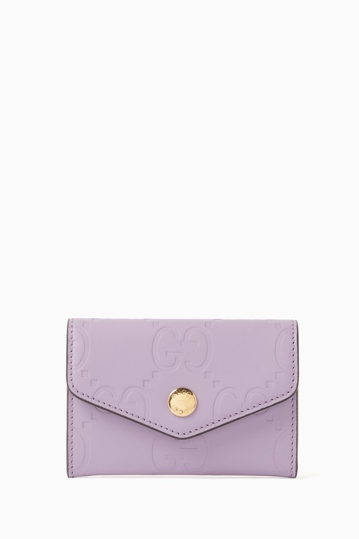 

Medium GG Logo-embossed Card Case in Leather, Purple