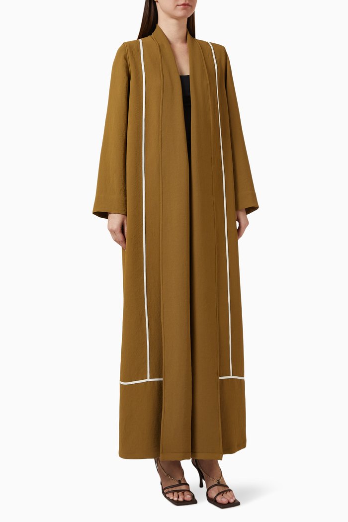 

Stripe Abaya in Crepe, Green