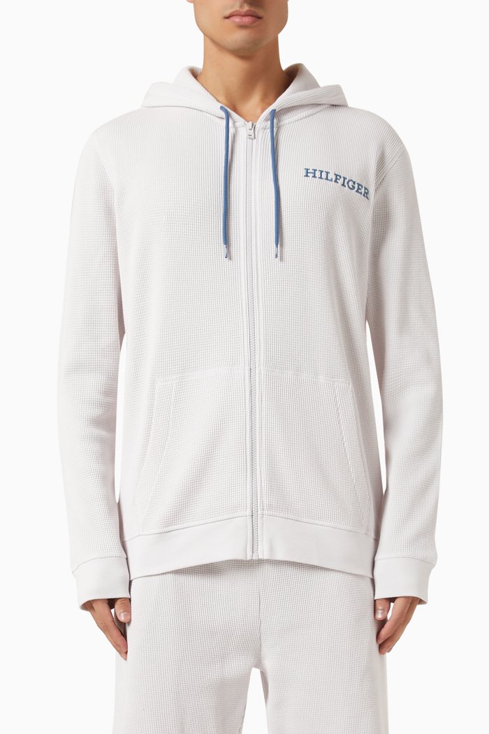 

Monotype Lounge Hoodie in Cotton Waffle, Grey