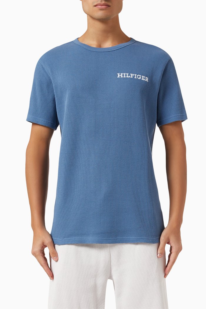 

Monotype Lounge T-shirt in Cotton Waffle, Blue