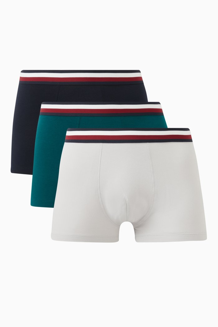 

Global Stripe Trunks in Stretch Modal-cotton Blend, Set of 3, Multicolour