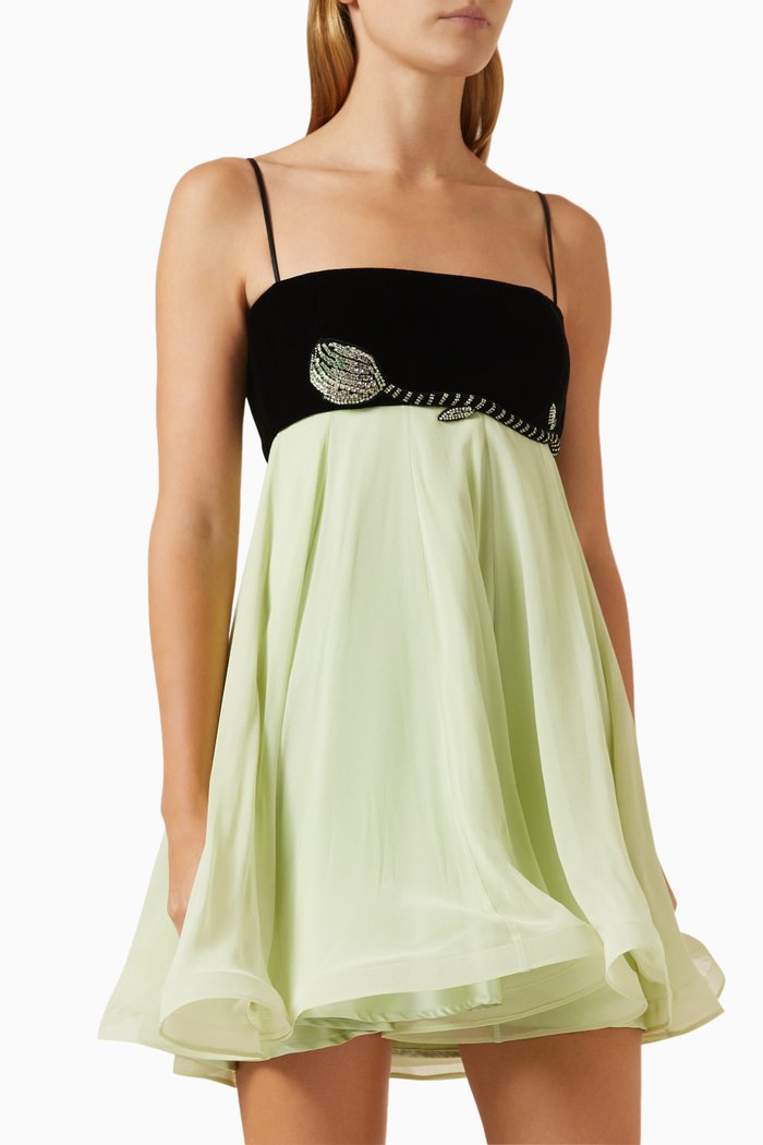 Mini Fox Dress in Chiffon, Green