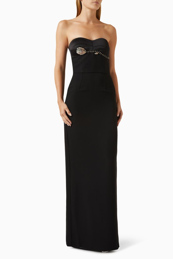 

Edith Embellished Dress in Crepe, Black
