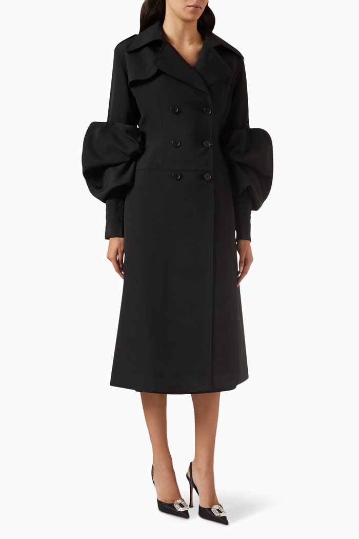 

Couture Trench Coat in Cotton-canvas, Black