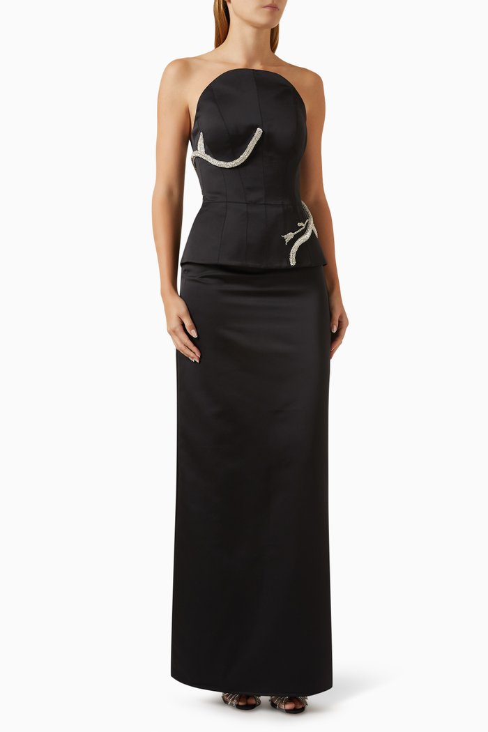 

Eden Tima Maxi Dress in Satin, Black