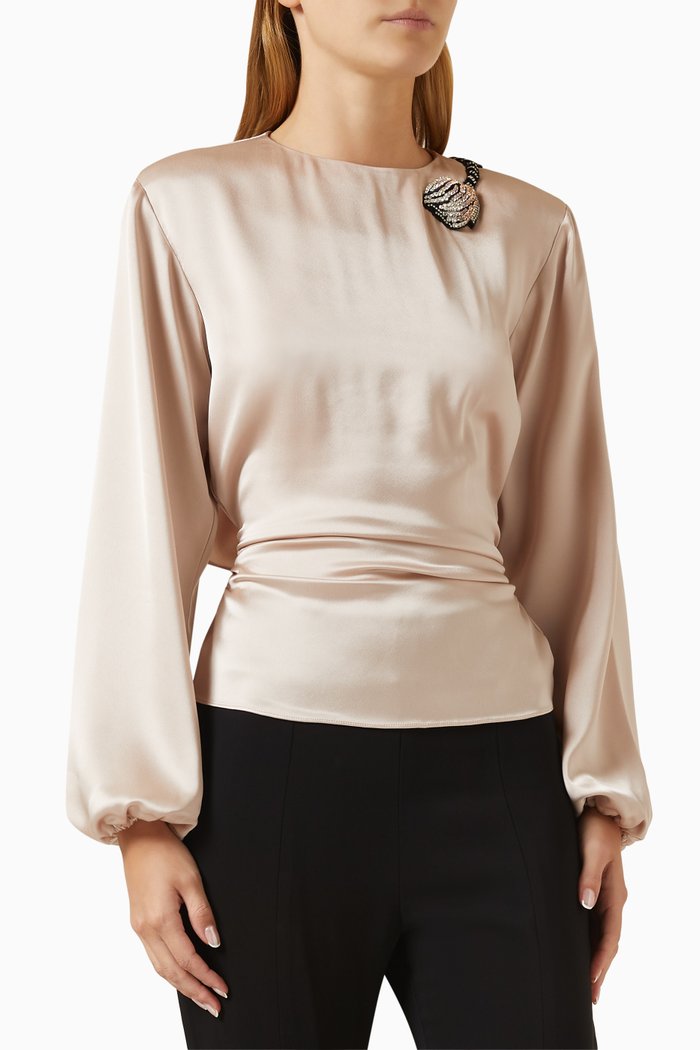 

Dinner Cut-out Blouse in Satin, Neutral