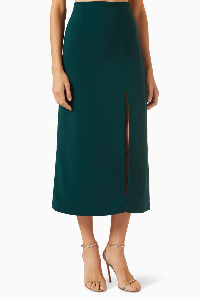 

Romeo Midi Skirt in Crepe, Green
