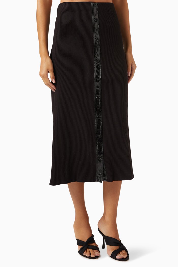 

Josana Rib-Knit Skirt in Viscose, Black