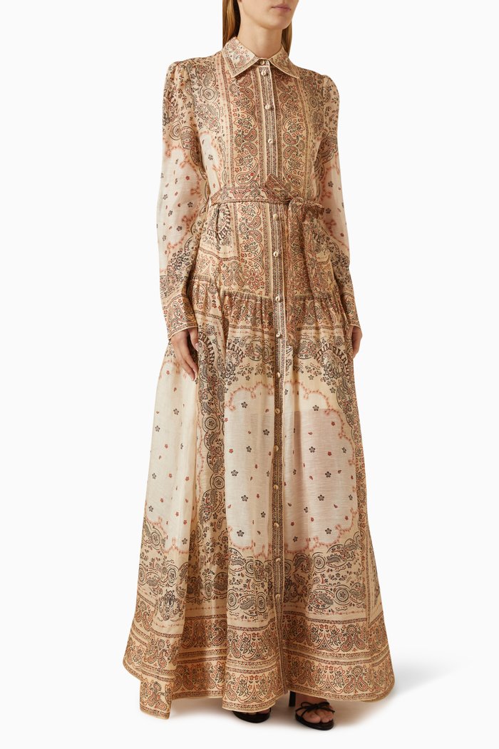 Matchmaker Shirt Dress in Silk Linen, Multicolour